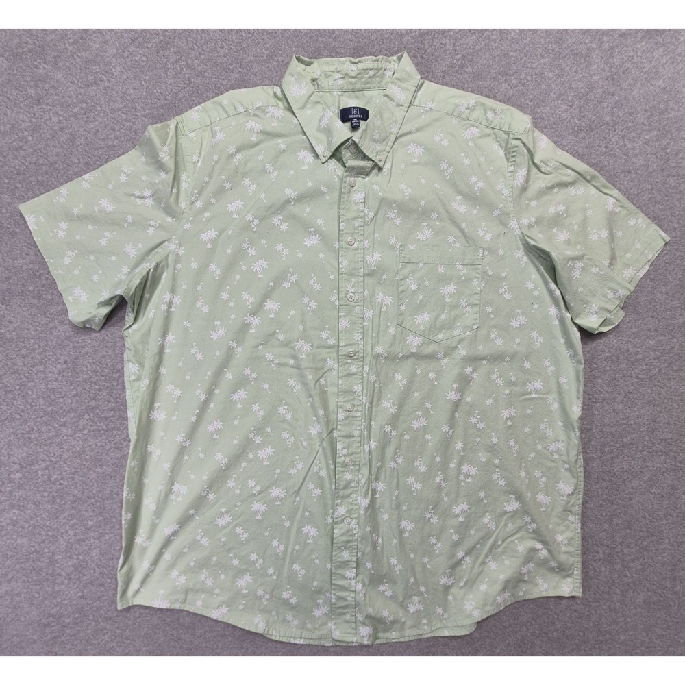 George Hawaiian Shirt Men 3XL (54-56) Cream Beach Scenic Short Sleeve Camp Shirt